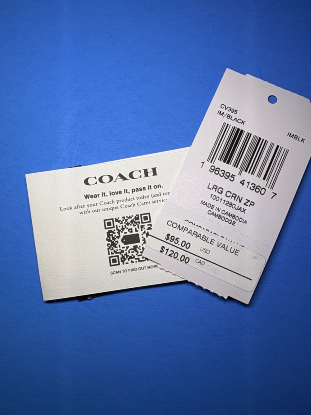 NWT Coach Black Large Leather Zip Wristlet with Logo - Picture 5 of 5